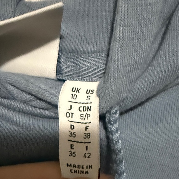 Adidas Cropped Blue Hoodie with White Trefoil Women’s Size Small - Picture 3 of 4